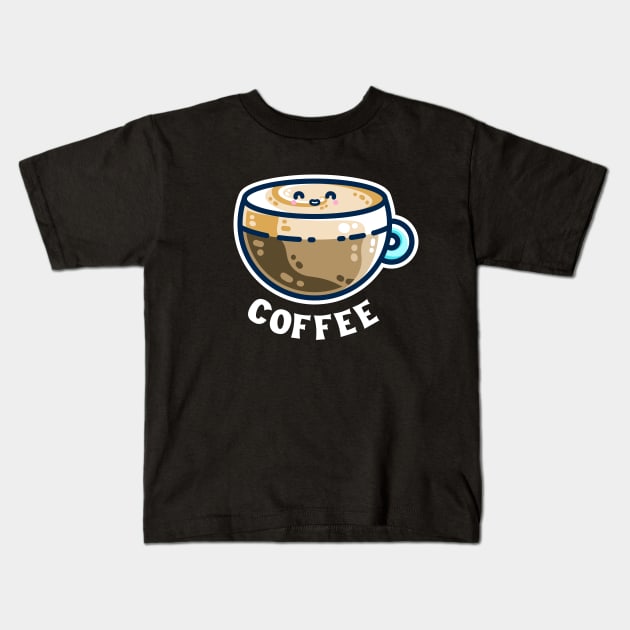 Creamy Latte Kawaii Cute Coffee Kids T-Shirt by freeves